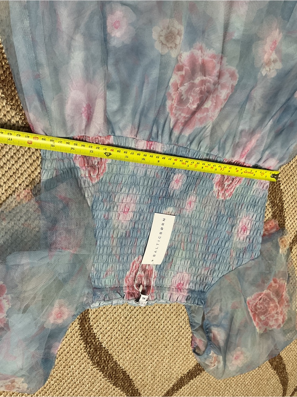 Baltic born Powder Blue Floral Tulle Dress with Pink Roses - Picture 3 of 7